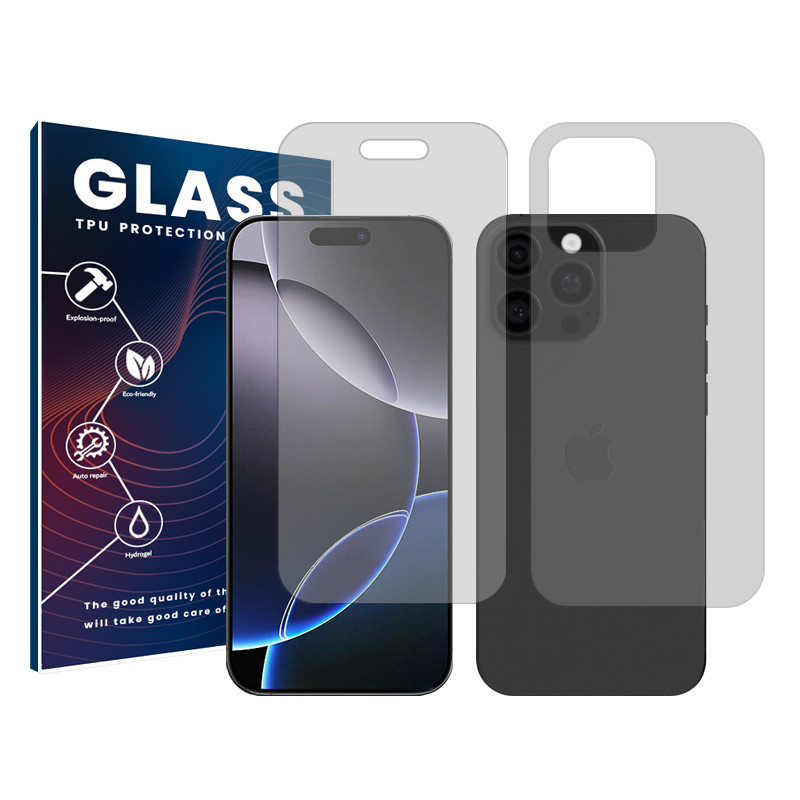 محافظ صفحه نمایش شفاف گلس مدل Resistant مناسب برای گوشی موبایل اپل iPhone 16 Pro Max به همراه محافظ پشت گوشی