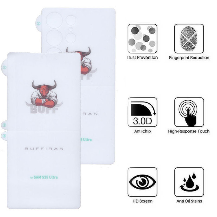 محافظ صفحه نمایش بوف مدل HydroBull مناسب برای گوشی موبایل سامسونگ Galaxy S25 Ultra به همراه محافظ پشت گوشی