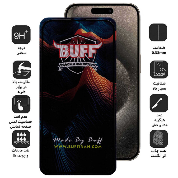 محافظ صفحه نمایش بوف مدل Mountain مناسب برای گوشی موبایل اپل iPhone 15 Pro Max