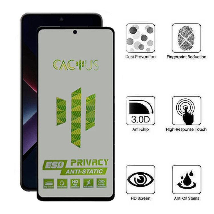 محافظ صفحه نمایش حریم شخصی اپیکوی مدل Cactus-ESD-Privacy مناسب برای گوشی موبایل شیائومی Poco X7 Pro / X6 Pro / Redmi Note 14 / Turbo 4