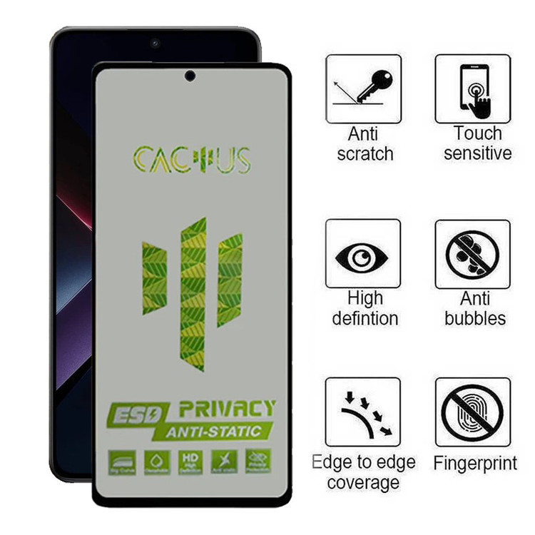 محافظ صفحه نمایش حریم شخصی اپیکوی مدل Cactus-ESD-Privacy مناسب برای گوشی موبایل شیائومی Poco X7 Pro / X6 Pro / Redmi Note 14 / Turbo 4