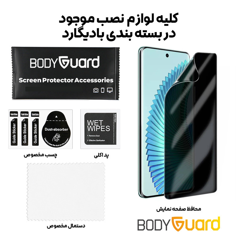 محافظ صفحه نمایش حریم شخصی بادیگارد مدل HydroGel مناسب برای گوشی موبایل آنر X9b