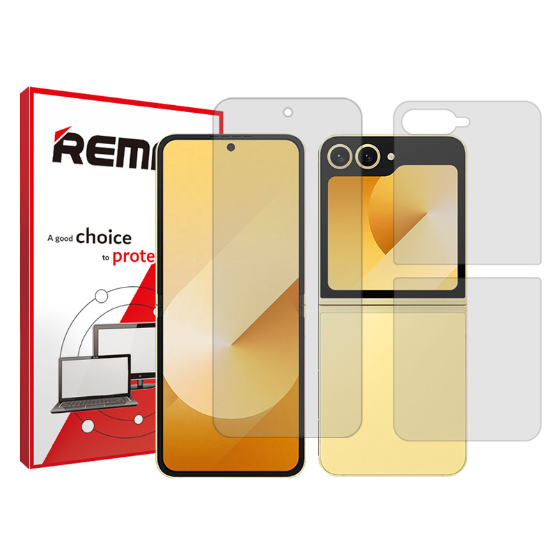 محافظ صفحه نمایش شفاف ریمکس مدل HyGEL مناسب برای گوشی موبایل سامسونگ Galaxy Z Flip6 به همراه محافظ پشت گوشی