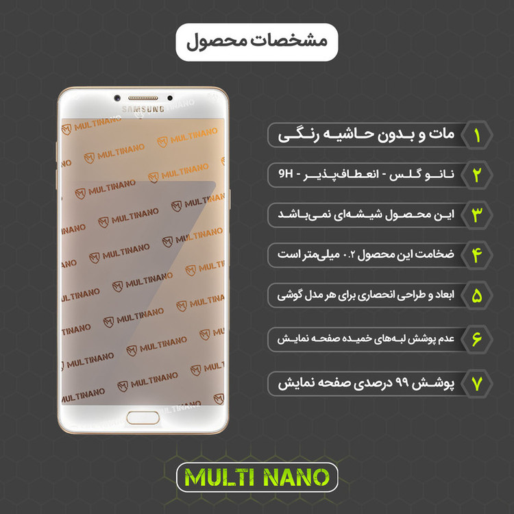 محافظ صفحه نمایش مات مولتی نانو مدل X-S1M مناسب برای گوشی موبایل سامسونگ Galaxy C7 Pro