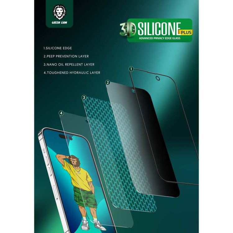محافظ صفحه نمایش حریم شخصی گرین مدل Silicone Privacy-HD Plus مناسب برای گوشی موبایل اپل iPhone 13/ 13pro /14