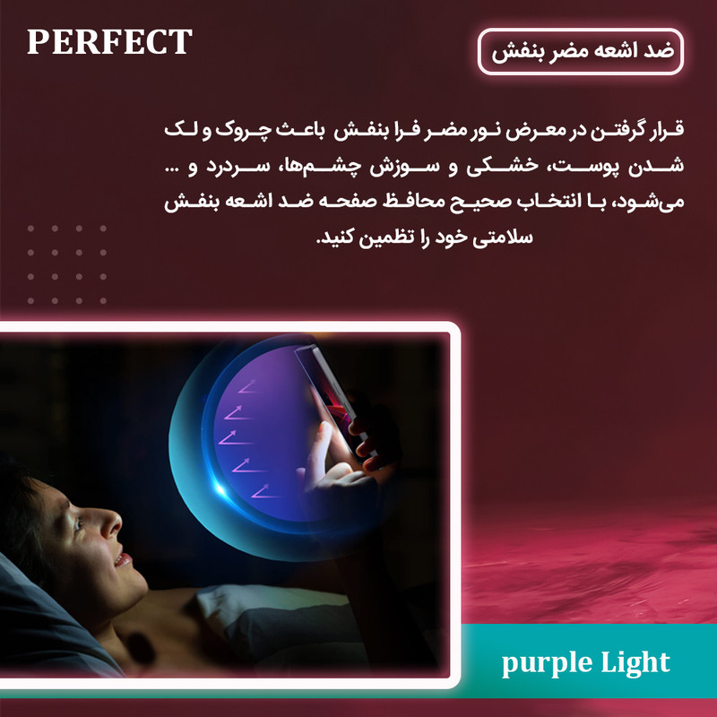 محافظ صفحه نمایش آنتی پرپل پرفکت مناسب برای گوشی موبایل شیائومی Redmi Note 13 Pro Plus