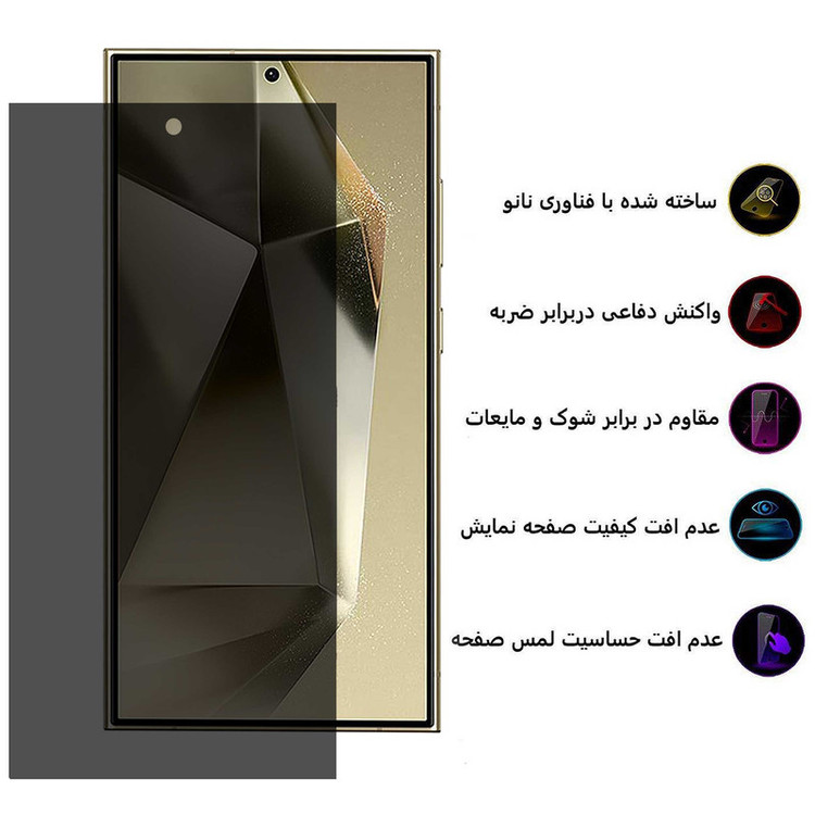 محافظ صفحه نمایش حریم شخصی بوف مدل Silicone-Privacy-G مناسب برای گوشی موبایل سامسونگ Galaxy S24 Ultra / S23 Ultra / S22 Ultra