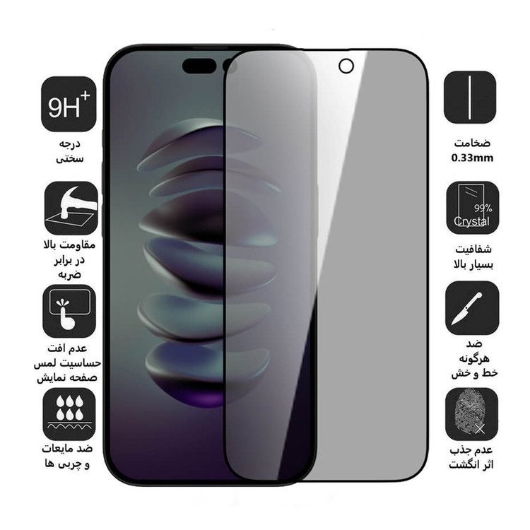 محافظ صفحه نمایش حریم شخصی اپیکوی مدل Pry مناسب برای گوشی موبایل اپل iPhone 14 Pro Max