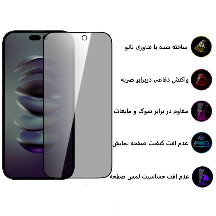 محافظ صفحه نمایش حریم شخصی اپیکوی مدل Pry مناسب برای گوشی موبایل اپل iPhone 14 Pro Max
