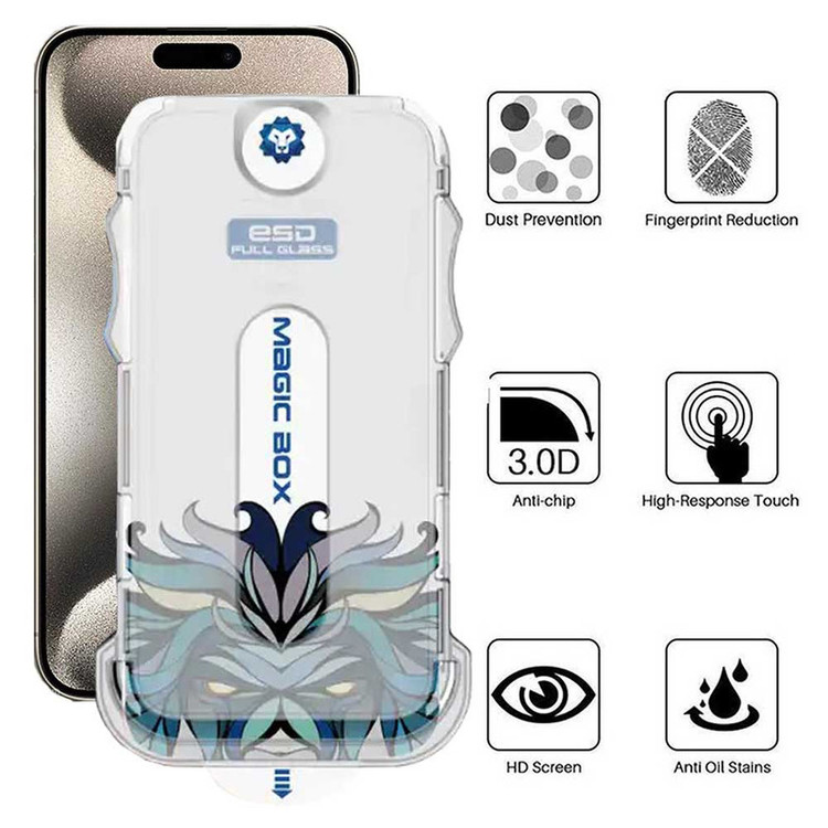 محافظ صفحه نمایش اپیکوی مدل Lion ESD Easy Install مناسب برای گوشی موبایل اپل iPhone 15 Pro Max به همراه کیت نصب