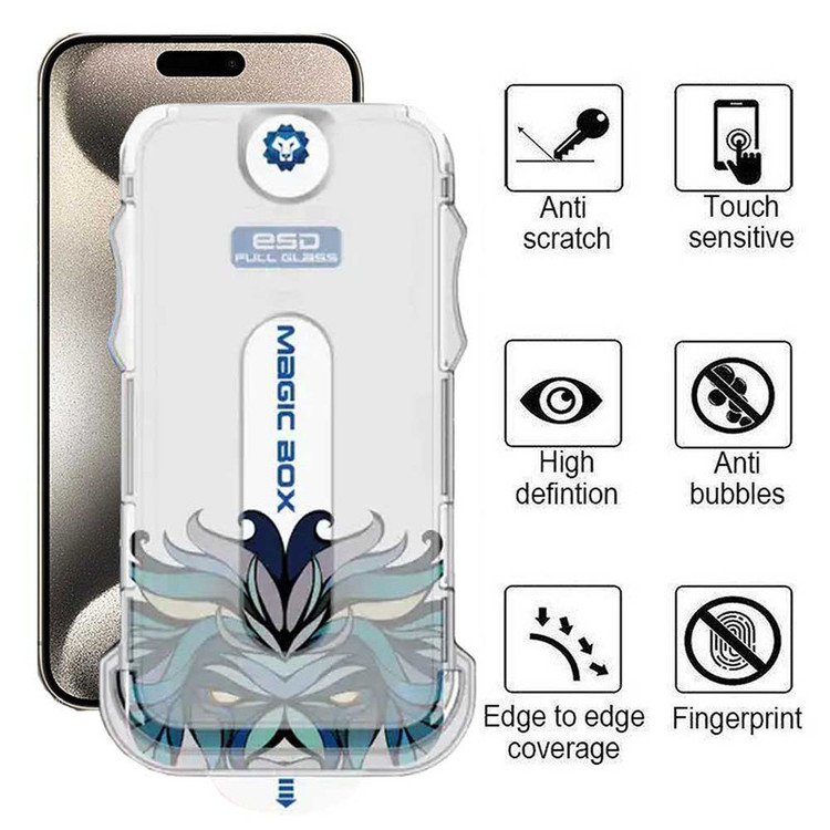 محافظ صفحه نمایش اپیکوی مدل Lion ESD Easy Install مناسب برای گوشی موبایل اپل iPhone 15 Pro Max به همراه کیت نصب