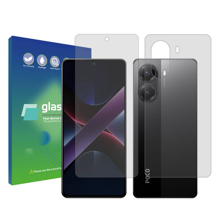 محافظ صفحه نمایش شفاف گلس پرو مدل Resistant مناسب برای گوشی موبایل شیائومی Poco X7 Pro به همراه محافظ پشت گوشی
