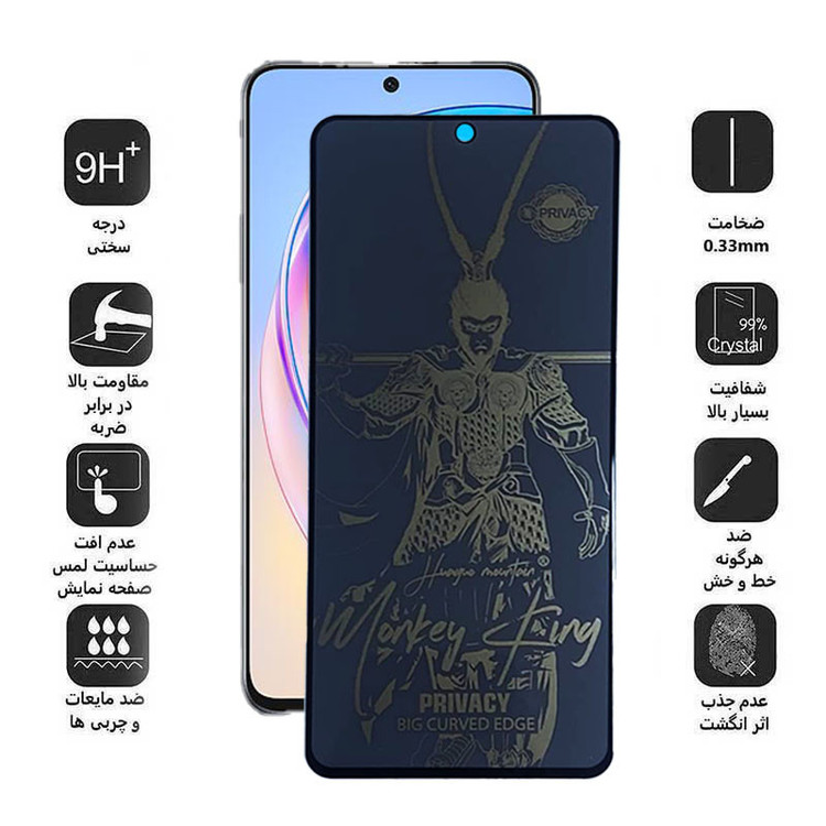محافظ صفحه نمایش اپیکوی مدل wukong privacy مناسب برای گوشی موبایل آنر 10X Lite / 90 Lite / 90 GT / 50 SE / X8b / X8a / X8