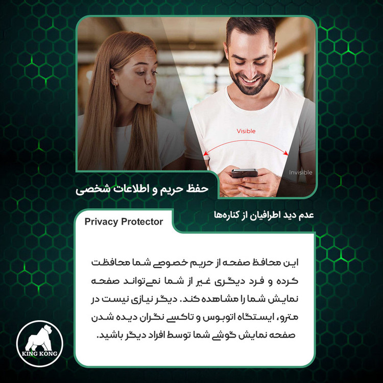 محافظ صفحه نمایش حریم شخصی کینگ کونگ مدل Tough مناسب برای گوشی موبایل سامسونگ Galaxy S24 FE