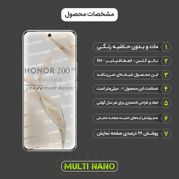 محافظ صفحه نمایش مات مولتی نانو مدل X-S1M مناسب برای گوشی موبایل آنر 200