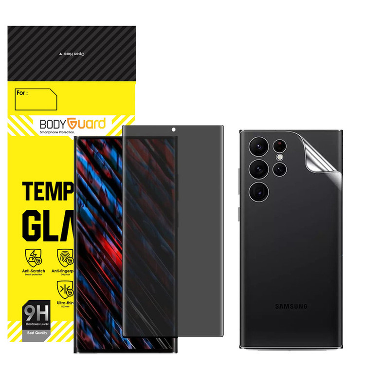 محافظ صفحه نمایش حریم شخصی بادیگارد مدل HydroGel مناسب برای گوشی موبایل سامسونگ Galaxy S23 Ultra به همراه محافظ پشت گوشی