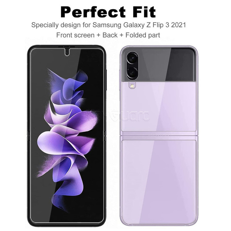 محافظ صفحه نمایش مدل HydroGel مناسب برای گوشی موبایل سامسونگ Galaxy Z Flip 3 به همراه محافظ پشت گوشی
