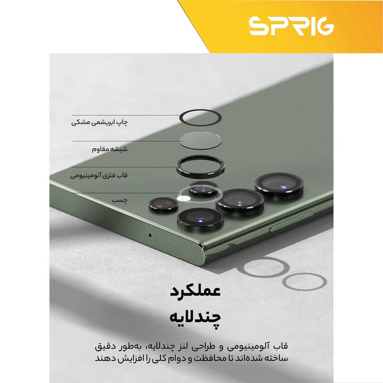 محافظ لنز دوربین اسپریگ مدل LRSP مناسب برای گوشی موبایل سامسونگ Galaxy S24 Ultra