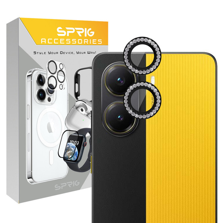 محافظ لنز دوربین اسپریگ مدل Ring Metal Diamond مناسب برای گوشی موبایل شیائومی Poco X7 Pro