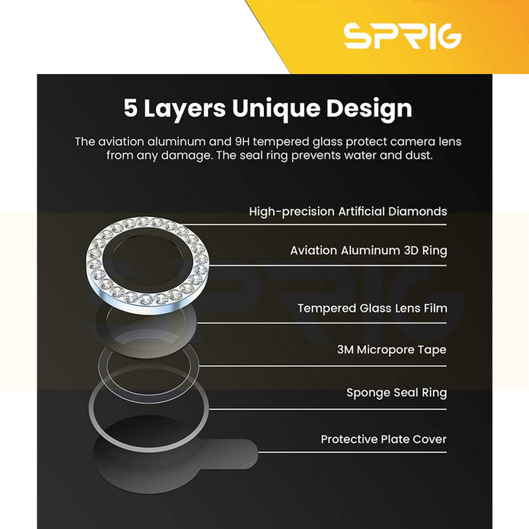 محافظ لنز دوربین اسپریگ مدل Ring Metal Diamond مناسب برای گوشی موبایل شیائومی Poco X7 Pro
