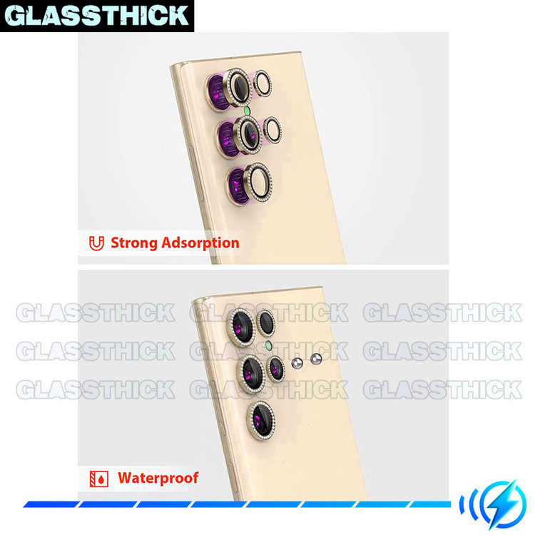 محافظ لنز دوربین گلستیک مدل Diamond-Ring-GL مناسب برای گوشی موبایل سامسونگ Galaxy S24 Ultra