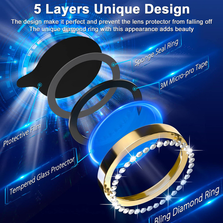 محافظ لنز دوربین رینگی امگلس مدل Diamond Protector مناسب برای گوشی موبایل شیائومی Poco X6 Pro