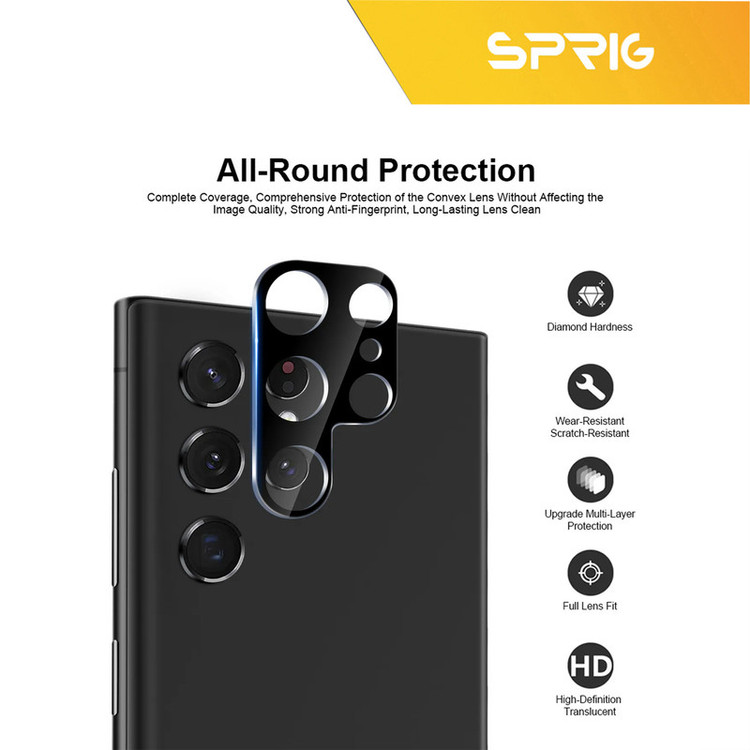 محافظ لنز دوربین اسپریگ مدل 3D-TPBK مناسب برای گوشی موبایل سامسونگ Galaxy S23 Ultra به همراه محافظ پشت گوشی