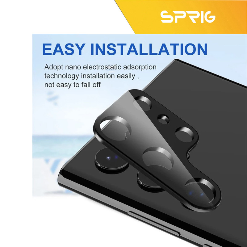 محافظ لنز دوربین اسپریگ مدل 3D-TPBK مناسب برای گوشی موبایل سامسونگ Galaxy S23 Ultra به همراه محافظ پشت گوشی