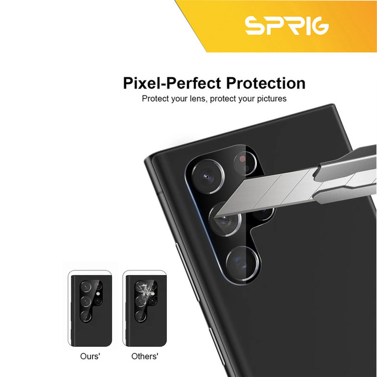 محافظ لنز دوربین اسپریگ مدل 3D-TPBK مناسب برای گوشی موبایل سامسونگ Galaxy S23 Ultra به همراه محافظ پشت گوشی