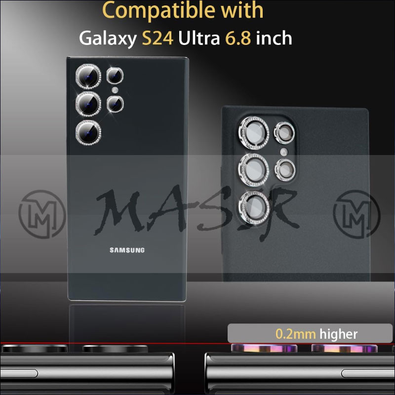 محافظ لنز دوربین مسیر مدل Diamond Ring Lens مناسب برای گوشی موبایل سامسونگ Galaxy S24 Ultra