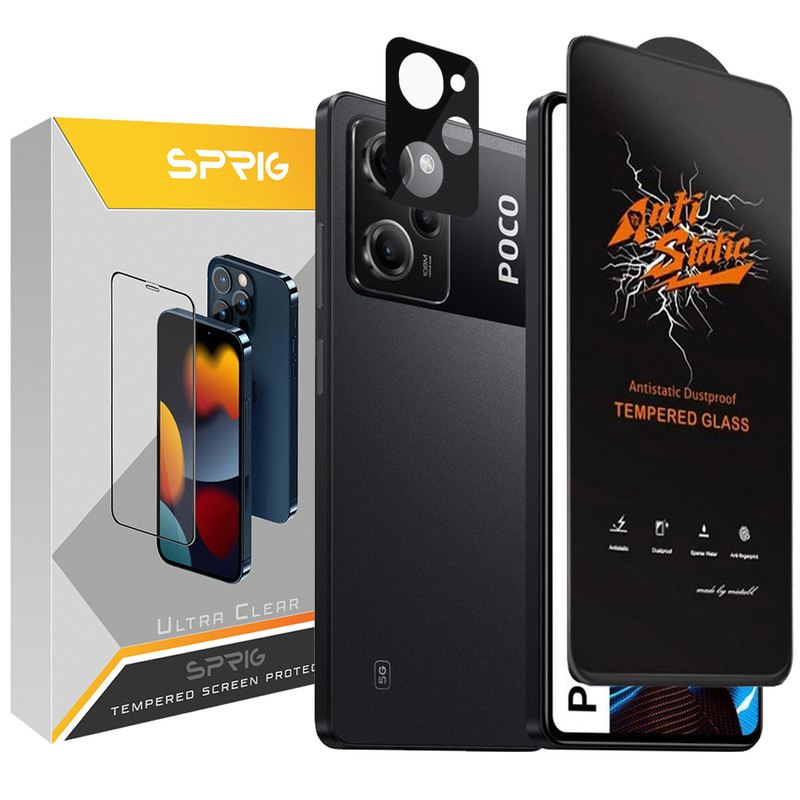 محافظ لنز دوربین اسپریگ مدل 3D-ANTIS مناسب برای گوشی موبایل شیائومی Poco X5 Pro 5G / Redmi Note 12 Pro 5G به همراه محافظ صفحه نمایش