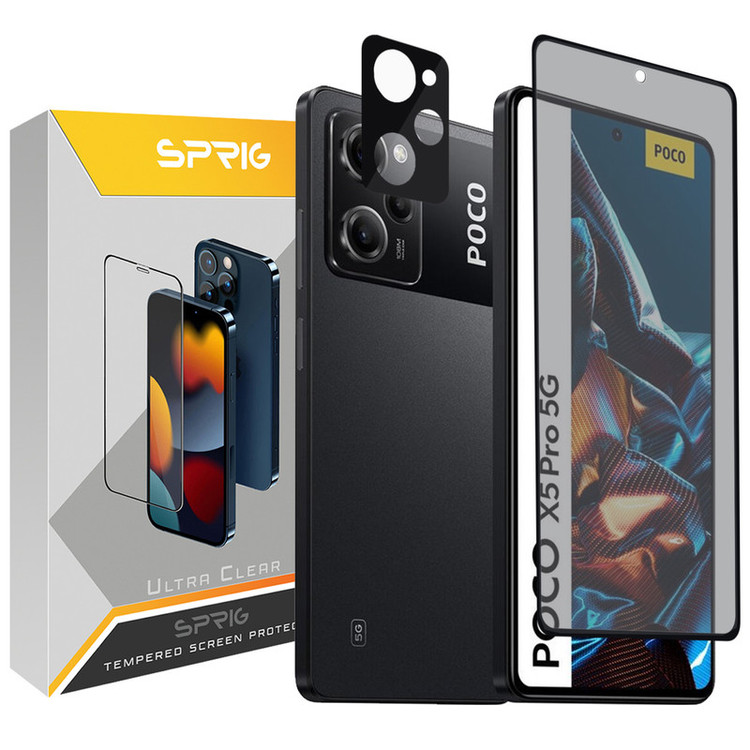 محافظ لنز دوربین اسپریگ مدل 3D-PRV مناسب برای گوشی موبایل شیائومی Poco X5 Pro 5G / Redmi Note 12 Pro 5G به همراه محافظ صفحه نمایش حریم شخصی