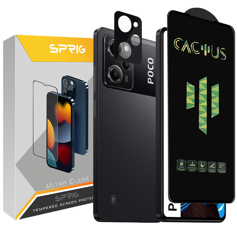 محافظ لنز دوربین اسپریگ مدل 3D-Cactus مناسب برای گوشی موبایل شیائومی Poco X5 Pro 5G به همراه محافظ صفحه نمایش