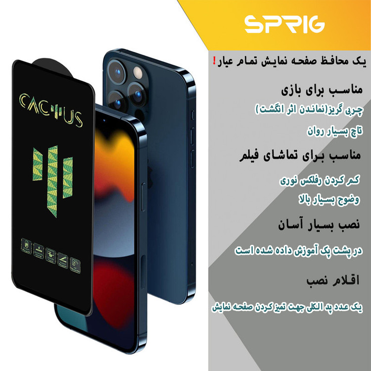 محافظ لنز دوربین اسپریگ مدل 3D-Cactus مناسب برای گوشی موبایل شیائومی Poco X5 Pro 5G به همراه محافظ صفحه نمایش