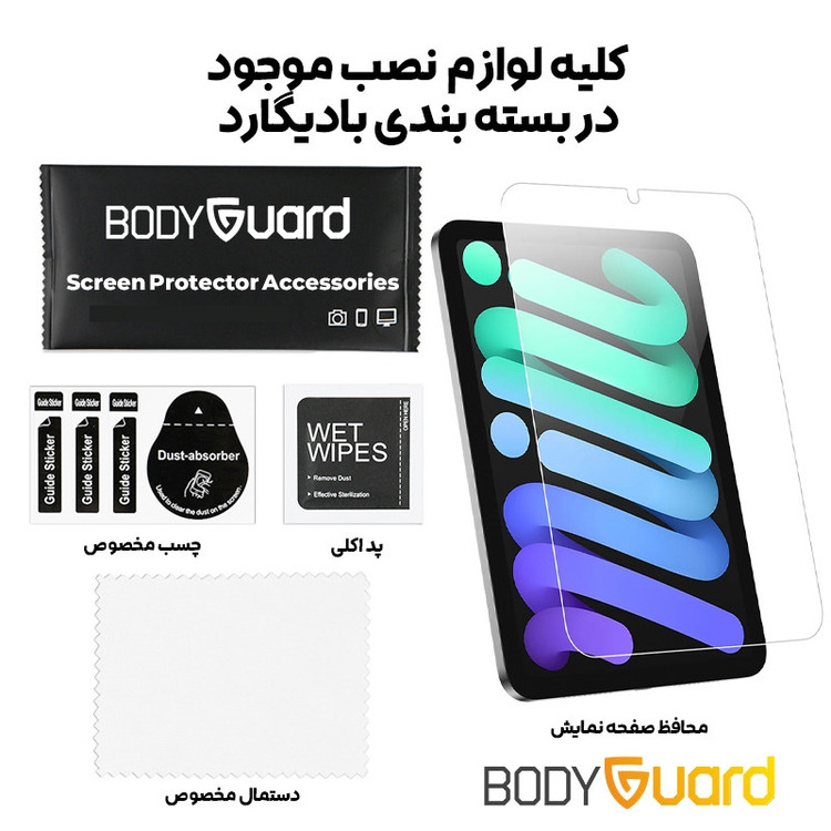 محافظ صفحه نمایش شیشه ای بادیگارد مدل TabG مناسب برای تبلت اپل مدل iPad Mini 7 2024