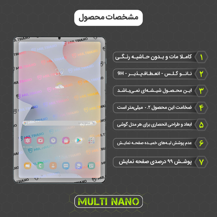 محافظ صفحه نمایش مات مولتی نانو مدل X-S1M مناسب برای تبلت سامسونگ Galaxy Tab S6 Lite 2022