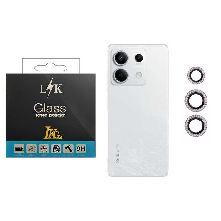 محافظ لنز دوربین ال کا جی مدل نگین دار مناسب برای گوشی موبایل شیائومی Redmi Note 13 Pro 5G