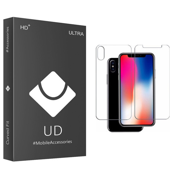 محافظ صفحه نمایش و پشت شیشه ای یو دی مدل +HD مناسب برای گوشی اپل آیفون X
