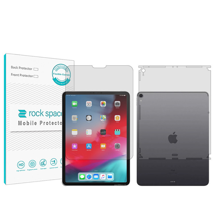محافظ صفحه نمایش شفاف راک اسپیس مدل Hygel مناسب برای تبلت اپل iPad Pro 11 (2018) به همراه محافظ پشت تبلت
