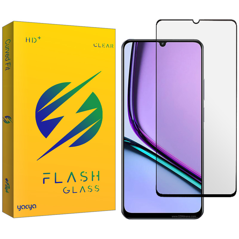 محافظ صفحه نمایش شیشه ای یاکیا مدل Flash مناسب برای گوشی موبایل ریلمی Narzo N61 / Narzo N63 / Narzo N53 / Note 50 / C51 / C51s / C53 / C53 (India) / C61 / C61 (India) / C63