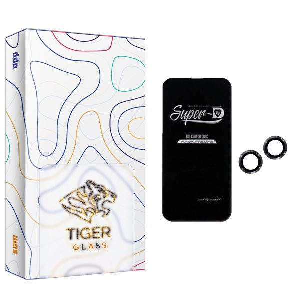 محافظ صفحه نمایش تایگر گلس مدل APL2 SuperD مناسب برای گوشی موبایل اپل iPhone 14 به همراه محافظ لنز گوشی