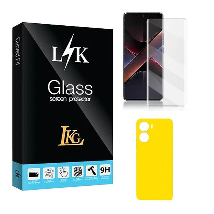 محافظ صفحه نمایش ال کا جی مدل UV مناسب برای گوشی موبایل شیائومی Poco X7 5G به همراه محافظ پشت گوشی