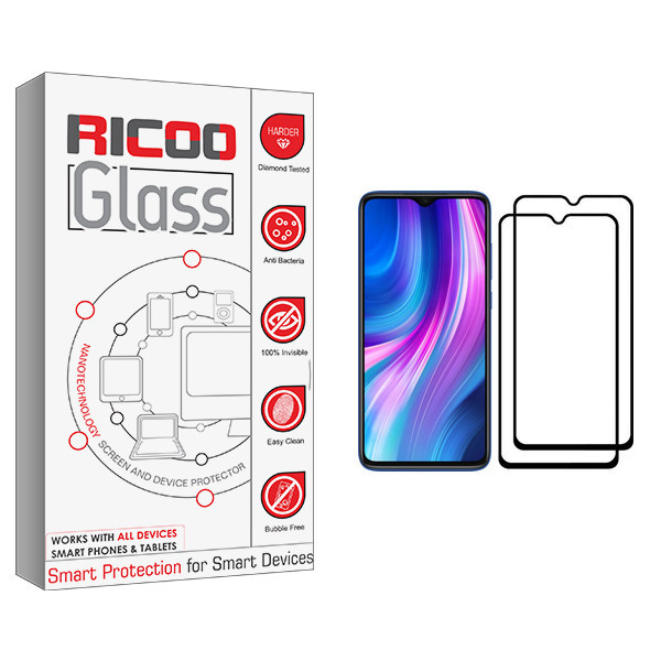 محافظ صفحه نمایش ریکوو مدل +HD مناسب برای گوشی موبایل شیائومی Redmi Note 8 Pro بسته دو عددی