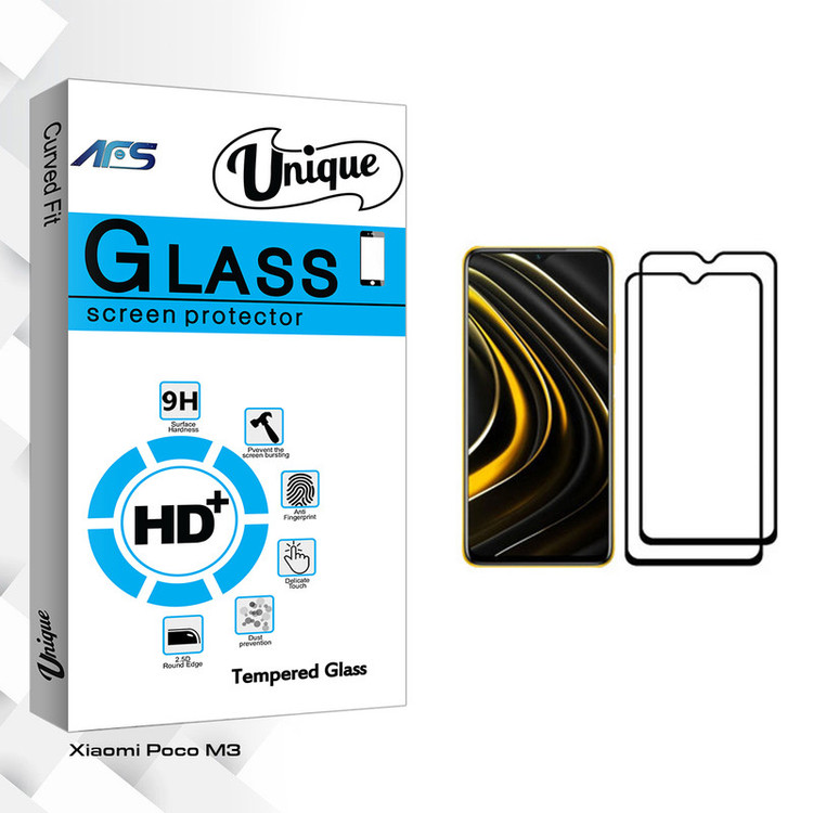 محافظ صفحه نمایش ای اف اس مدل Unique Glass مناسب برای گوشی موبایل شیائومی Poco M3 بسته دو عددی
