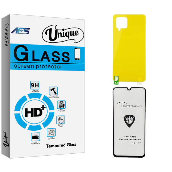 محافظ صفحه نمایش شیشه ای ای اف اس مدل Unique MTB مناسب برای گوشی موبایل سامسونگ GALAXY A42 به همراه محافظ پشت گوشی