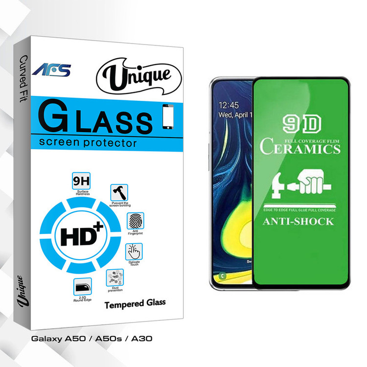 محافظ صفحه نمایش 9D ای اف اس مدل Unique Glass مناسب برای گوشی موبایل سامسونگ Galaxy A50 / A50s / A30