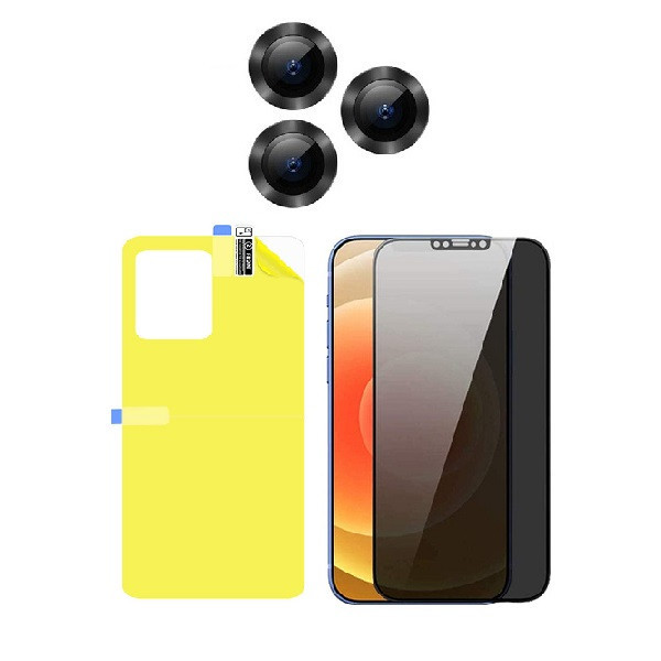 محافظ صفحه نمایش حریم شخصی اسپایدر مدل PSP مناسب برای گوشی موبایل اپل iPhone 11 pro max به همراه محافظ پشت گوشی و محافظ لنز دوربین