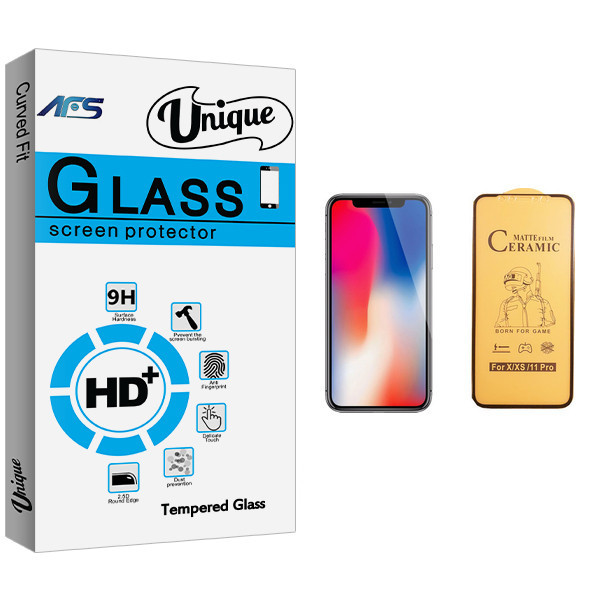 محافظ صفحه نمایش سرامیکی ای اف اس مدل Unique Glass مناسب برای گوشی موبایل اپل iPhone X
