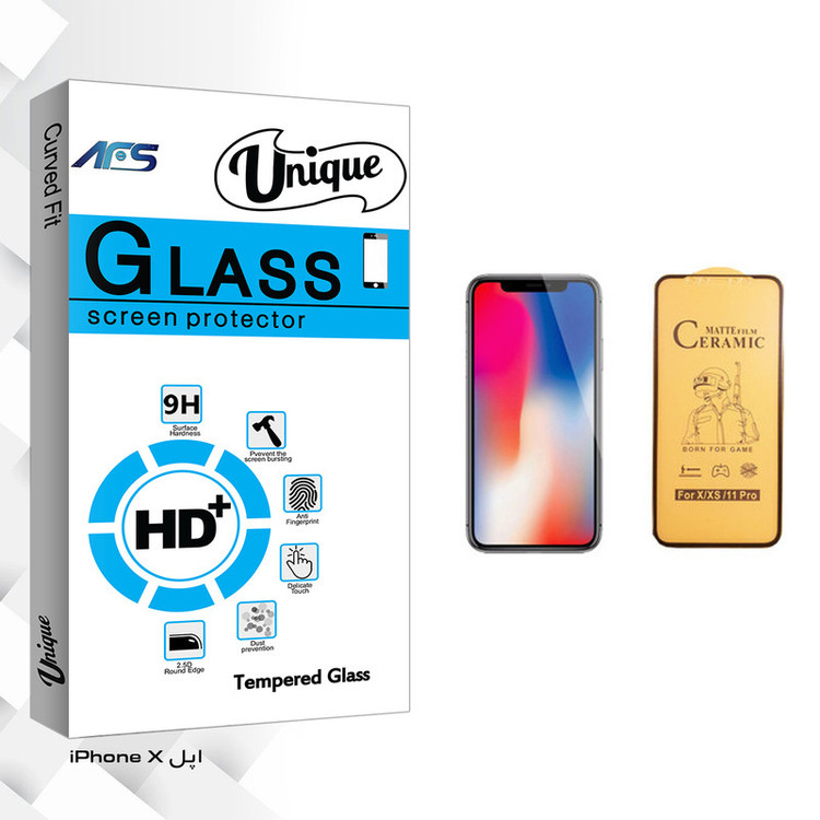 محافظ صفحه نمایش سرامیکی ای اف اس مدل Unique Glass مناسب برای گوشی موبایل اپل iPhone X