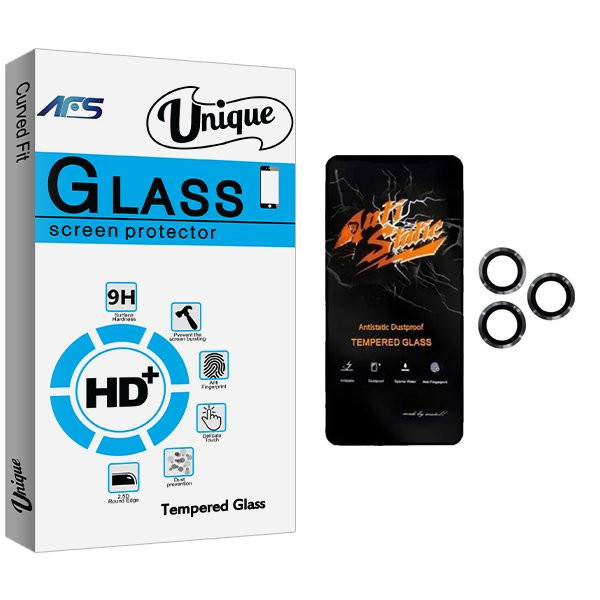 محافظ صفحه نمایش ای اف اس مدل Unique Antistatic مناسب برای گوشی موبایل اپل iPhone 11 Pro Max به همراه محافظ لنز گوشی